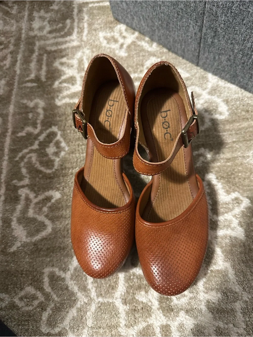 Women's Brown Mary Jane Heels with Ankle Strap - Picture 2 of 7